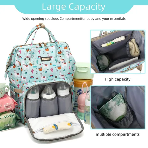 Vista 6 de GAIVP Mochila para pañales, bolsas de pañales para bebés, niñas y niños, bolsas de bebé para mamás papás, bolsa cambiadora de pañales con bolsillos