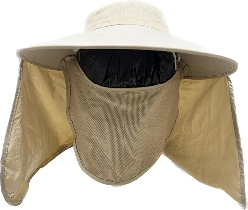 Vista 2 de Mrlahat Visera ancha para pesca al aire libre, gorra de pesca con solapa larga para orejas y cuello, unisex Beige