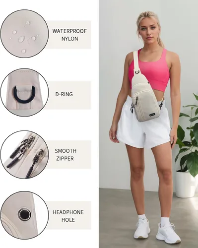 Vista 6 de Seoky Rop Bolso bandolera pequeño para hombres y mujeres, una correa para el hombro, bolsa cruzada para el cuerpo, mochila para viajes