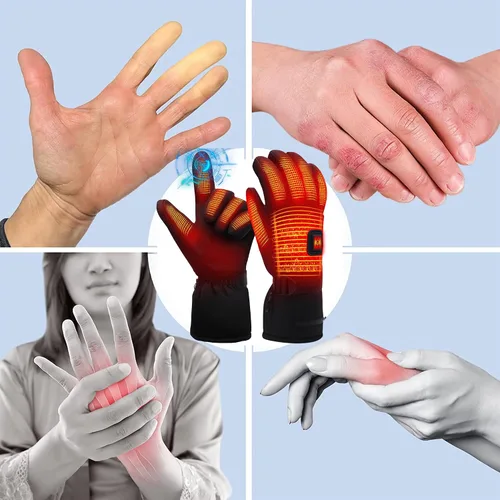 Vista 2 de Rabbitroom - Guantes eléctricos con calefacción para hombres y mujeres, guantes con batería recargable, impermeables, con pantalla táctil, guantes
