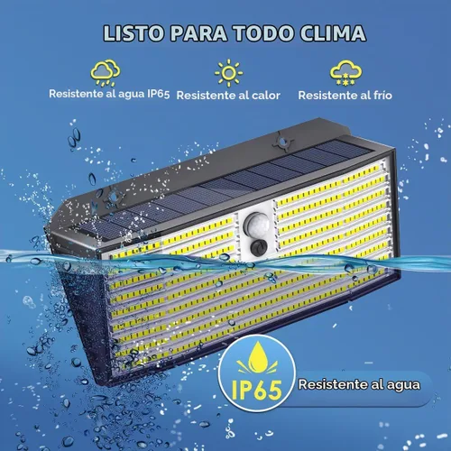 Vista 4 de Luces solares al aire libre mejoradas, 2 paquetes de 418 luces LED con sensor de movimiento, 3 modos de luz de seguridad, luz de pared solar