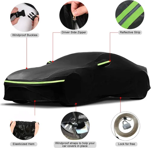 Vista 2 de [Usado] Fundas impermeables para automóvil compatibles con Toyota MR2 1984-2007, 6 capas para todo tipo de clima, con puerta con cremallera y bandas
