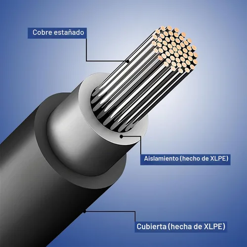 Vista 2 de Cable solar de 10 pies 2 x 10 AWG, cable de extensión solar de doble alambre, hilo de cobre con conectores hembra y macho en ambos extremos, cable