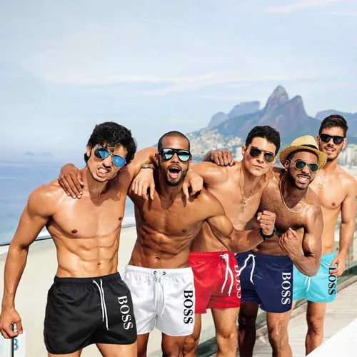 Vista 3 de Funsweat Men Swim Trunks Quick Dry Shorts Slim Fit Beach Shorts