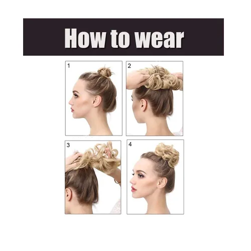 Vista 5 de Extensiones de cabello sintético ondulado estilo francés para mujer (#1 negro azabache)