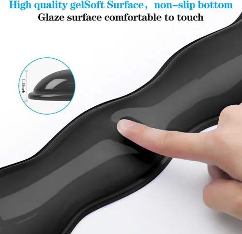 Vista 5 de Reposamuñecas de Gel para Teclado y Ratón, Reposamuñecas para Teclado, Soporte de Muñeca para Ratón, Alivio del Dolor, Toque Fresco, Antideslizante