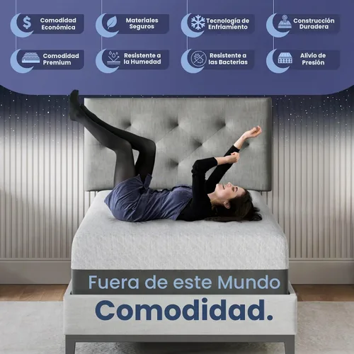 Vista 3 de Celestial Sleep Colchón de espuma viscoelástica con gel en caja, fabricado en EE. UU., espuma certificada CertiPUR-US®, certificación Oeko-Tex