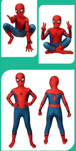 Vista 4 de Yakogy Disfraz de superhéroe para niños, disfraz de Halloween, traje Zentai 3D de elastano