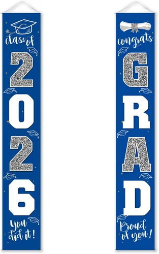 Vista 17 de Decoraciones de graduación 2026, cartel de porche negro dorado para clase de 2026, suministros de fiesta de graduados