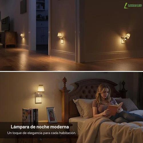 Vista 6 de L LOHAS LED Las luces nocturnas se enchufan a la pared, enchufe en la luz Beige-3000K