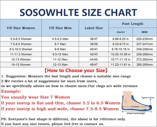 Vista 3 de SOSOWHLTE Zuecos con soporte de arco para hombre y mujer, zapatos de jardín, pantuflas de playa para exteriores con plantilla acolchada extraíble