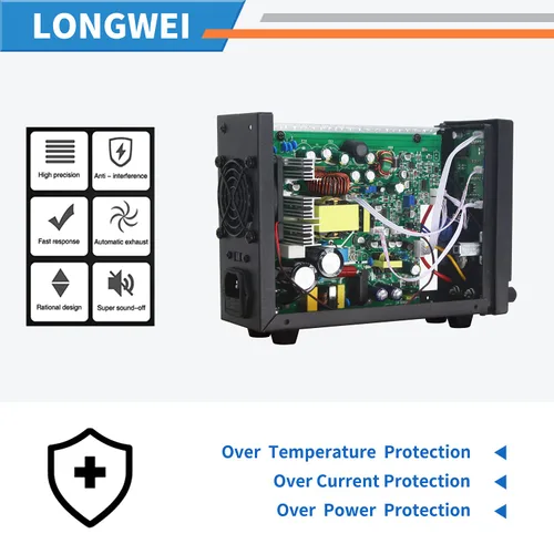Vista 5 de LONGWEI Fuente de alimentación de CC variable, 30 V 10 A, 4 pantallas LED digitales, fuente de alimentación de conmutación regulada ajustable