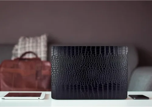 Vista 6 de Compatible con Funda para MacBook Air de 13 Pulgadas con Diseño de Cocodrilo 2021 2020 2019 2018 M1 A2337 A2179 A1932, Texturizada Elegante Lujosa