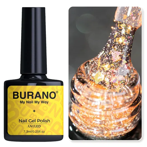 Vista 12 de BURANO Esmalte de uñas de gel reflectante, 0.2 fl oz, esmalte de gel reflectante con purpurina de diamante, esmalte de gel de color brillante