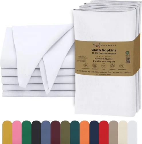 Vista 14 de Ruvanti - Servilletas de tela, paquete de 6, 45x45 centímetros, 100% algodón, lavables, suaves y absorbentes, perfectas para bodas, cenas de Belleza