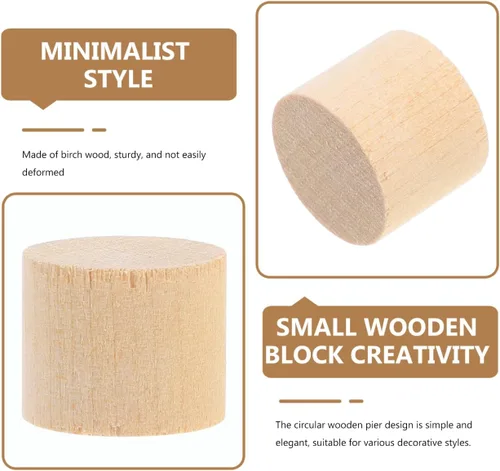 Vista 4 de 20 bloques de cilindros de madera de abedul de 0.74 pulgadas, pequeños bloques de madera sin terminar para manualidades, proyectos de arte