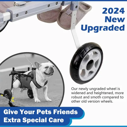 Vista 6 de Silla de ruedas para perros para patas traseras (M), nueva silla de ruedas ajustable para perro, ayuda a mascotas pequeñas con extremidades traseras