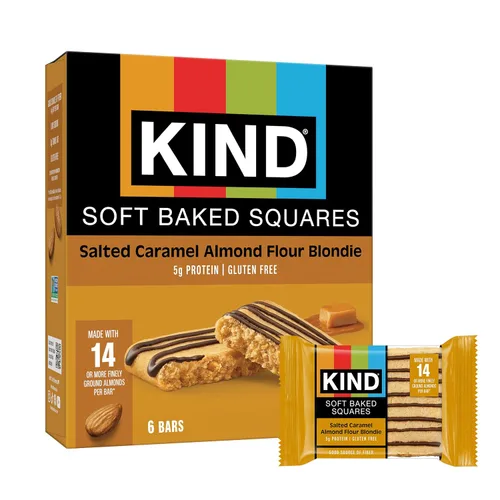 Vista 8 de KIND Cuadrados horneados suaves, brownie de harina de almendras y chocolate, sin gluten, barras de aperitivos saludables, 0.18 onzas de proteína, 6