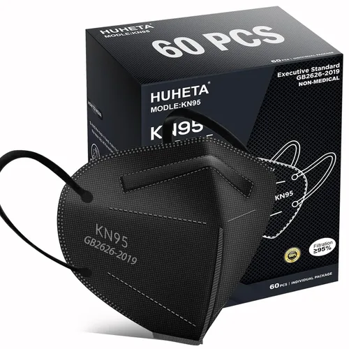 Vista 9 de HUHETA Mascarillas KN95 100 unidades, mascarillas KN95 protectoras transpirables de 5 capas para adultos envueltas individualmente, multicolor