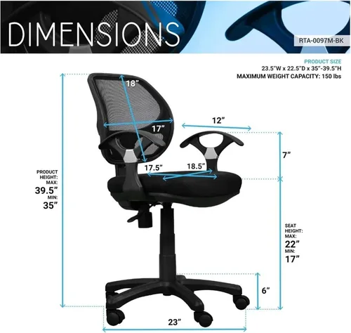 Vista 2 de Sillas gerenciales, Midback Mesh Task Office Chair, Silla para Escritorio Chaise De Bureau Ergonomique Gaming Chair