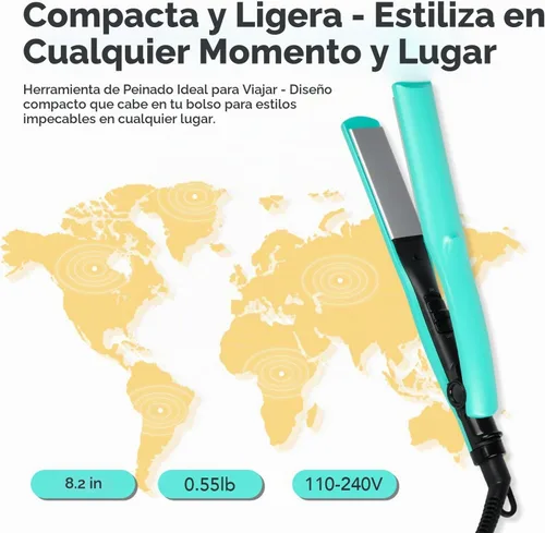 Vista 3 de Mini plancha plana de cerámica de 1 pulgada, enderezadora de pelo