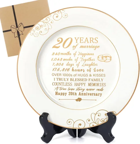 Vista 12 de Urllinz Plato del 10º Aniversario con Decoraciones de Lámina de Platino - Regalos de Estaño de Boda de 10 Años para Ella Parejas Esposa Él Marido