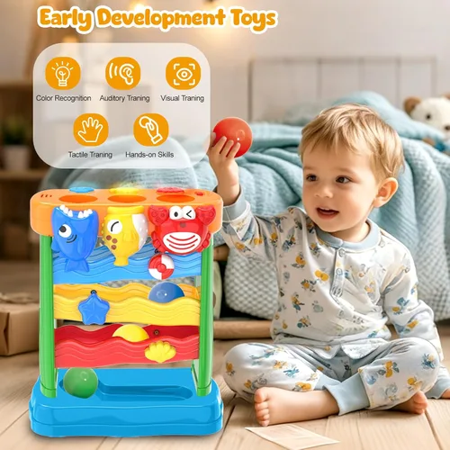 Vista 4 de AuroTops Juguetes para niños y niñas de 1, 2, 3 años, juguete musical para niños pequeños de 6-12-18-24 meses, juguetes Montessori interactivos