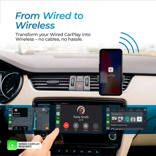 Vista 2 de AutoSky Adaptador inalámbrico CarPlay 2025 Pro Edition - Adaptador inalámbrico CarPlay más rápido y compacto de fábrica con cable CarPlay Cars
