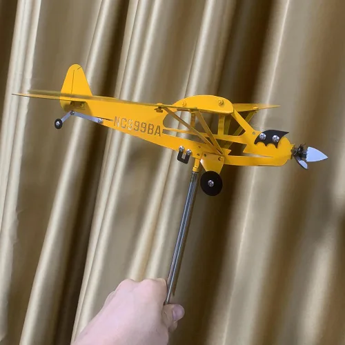 Vista 4 de Veleta mágica de metal cinético para avión hueco, molinillos de viento de metal para patio y jardín, 3D cinético de viento, escultura, veleta