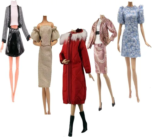 Vista 9 de Ropa de muñeca, 5 conjuntos de trajes de primavera pantalones cortavientos sombrero para muñecas de 11.5 pulgadas, accesorios estilo aleatorio (B)