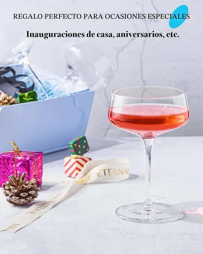 Vista 9 de JBHO Copas de Martini, juego de 4 copas de cupé de cristal, 10 Oz, copas de cóctel grandes y elegantes, copas de champán sopladas a mano