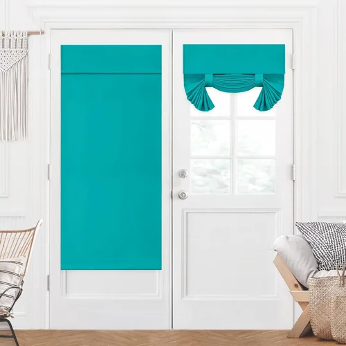 Vista 70 de Deconovo Cortinas opacas para puerta, bolsillo para cortinero y cortinas de bloqueo con aislamiento térmico para dormitorio, 137.16 x 189.2 cm, azul