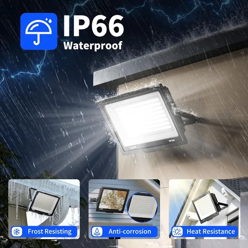 Vista 3 de Luces de inundación de 120 W para exteriores, luz de seguridad LED más brillante de 14400 lm con enchufe, impermeable IP66, reflector de luz diurna