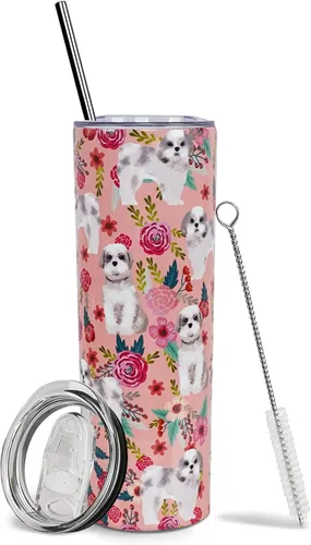 Vista 53 de Dachshund - Vaso de viaje aislado de acero inoxidable de 20 onzas con asa y pajilla, regalo para mujer, para el Día de la Madre, a prueba de fugas