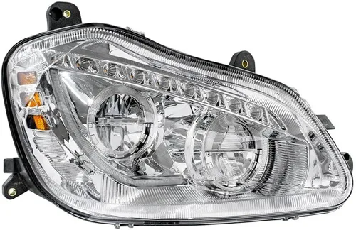 Vista 3 de Faros LED cromados para Kenworth T680 2013-21 conductor y pasajero