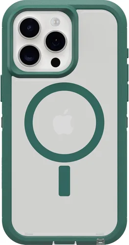 Vista 7 de OtterBox Funda transparente para iPhone 15 Pro MAX (solamente) Defender Series XT, lado oscuro (negro/transparente), sin pantalla, resistente, se