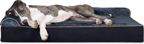 Vista 45 de Furhaven Cama de espuma viscoelástica para perros grandes con refuerzos extraíbles y funda lavable, para perros de hasta 95 libras - Sofá de Gris
