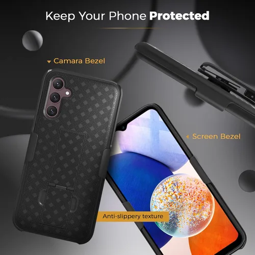 Vista 5 de MOTIVE Funda diseñada para Samsung Galaxy A14 5G con clip para cinturón, funda con clip para Samsung A14, funda protectora delgada y resistente a