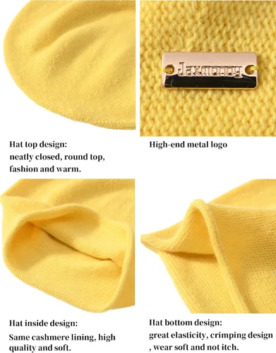Vista 3 de jaxmonoy Gorro de punto holgado de cachemira para mujer, gorro de invierno suave y cálido de lana para mujer