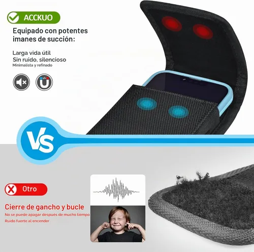 Vista 5 de ACCKUO Funda de teléfono para cinturón con clip de metal y cierre magnético compatible con iPhone 16/15/14/13/12 Pro y Non-Pro, Galaxy S25 S24 S23