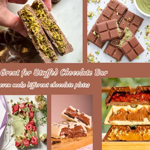 Vista 2 de Webake Molde de barra de chocolate profundo para relleno, molde de silicona para chocolate para rellenar chocolate, caramelos, cera derretida