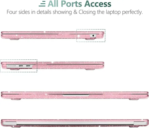 Vista 7 de TWOLSKOO Compatible con funda para MacBook Air M4 de 15 pulgadas versión 2025-2023 M4 A3241 M3 A3114 M2 A2941, carcasa rígida de plástico y rosado