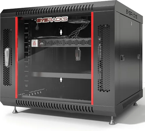 Vista 12 de Gabinete para rack de servidores de montaje en pared de 6U – Gabinete de rack de red de 19 pulgadas, gabinete de rack de datos de 18 pulgadas