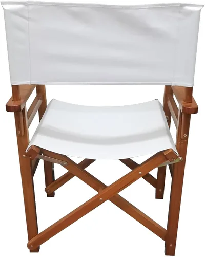 Vista 6 de 2-Piece Set of White Wood Canvas Folding Chairs - Natural Populus Wood, Foldable Design & Sturdy Construction, Breathable Seat for Comfort, Easy to