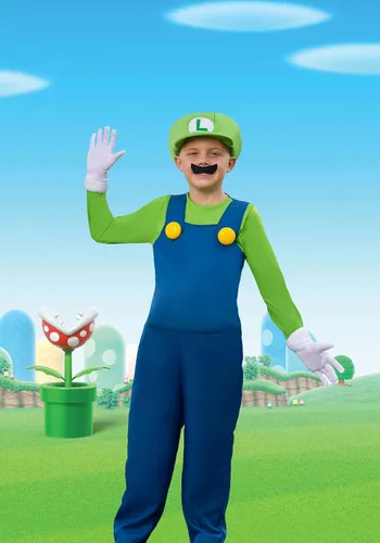 Vista 2 de Disguise Nintendo Luigi Deluxe - Disfraz para niño, verde, L (10-12)