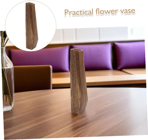 Vista 7 de Wakauto Jarrones de madera oblongos rústicos altos para piso, moderno centro de mesa de granja, jarrón decorativo de madera natural, soporte