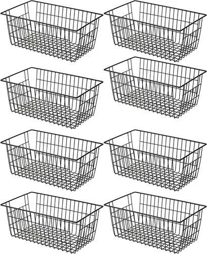 Vista 12 de SANNO Organizador de cesta para congelador, divisor de almacenamiento de alambre de metal para refrigerador, contenedores domésticos con asas