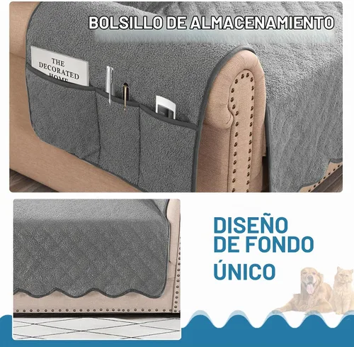 Vista 5 de H.VERSAILTEX Fundas acolchadas impermeables para sofá, fundas protectoras antideslizantes para perros, fundas para sofá de 3 cojines, protector