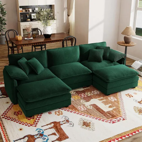 Vista 32 de Sofá modular de 81 pulgadas con 2 otomanas, sofá modular de 2 asientos, sofá seccional pequeño para sala de estar