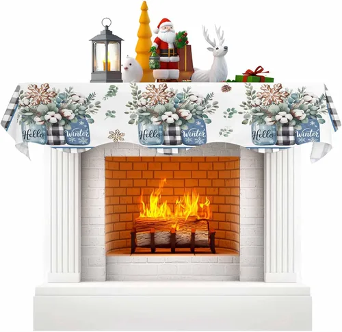 Vista 12 de Funda para bufanda de chimenea de eucalipto, girasol, mantel superior, bufanda para Navidad, Halloween, Acción de Gracias, otoño, decoración